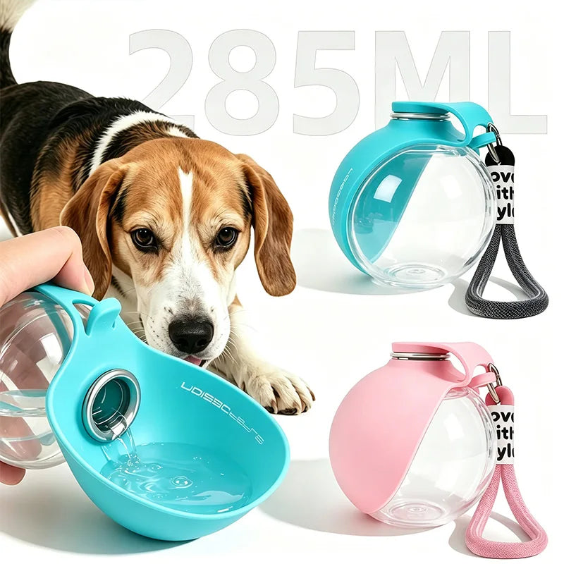 2-in-1 Portable Dog Water Bottle Lanyard Hook